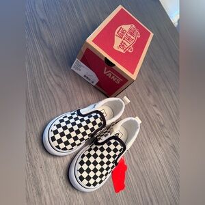 Vans Kids Black and White Checkered Slip-On Sneakers